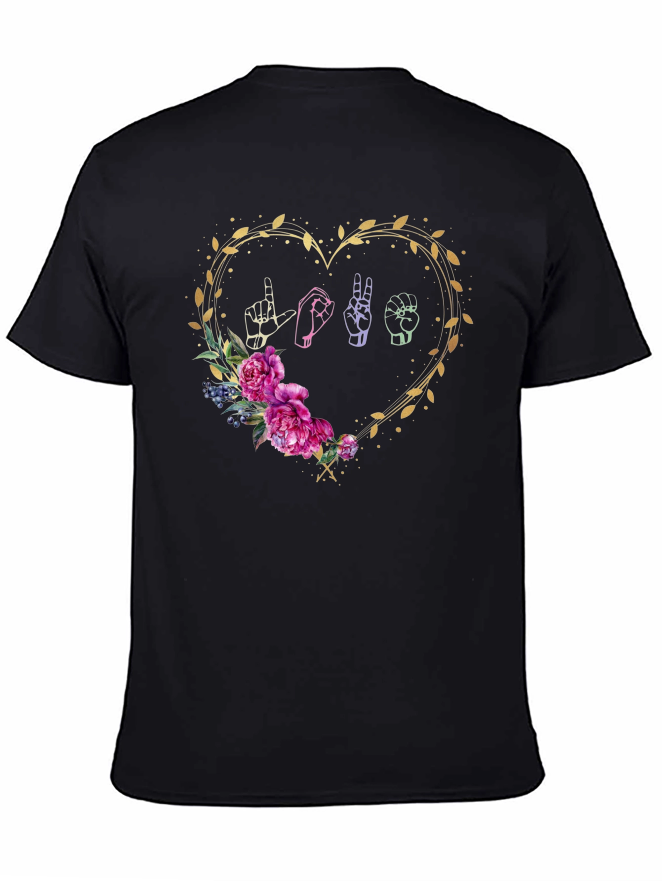 Love Sign Language Floral Heart T-Shirt