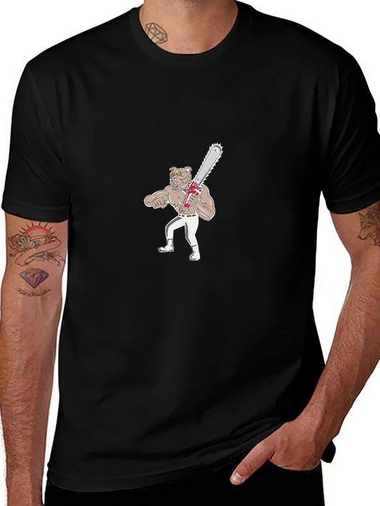 Dog with Chainsaw Graphic T-Shirt
