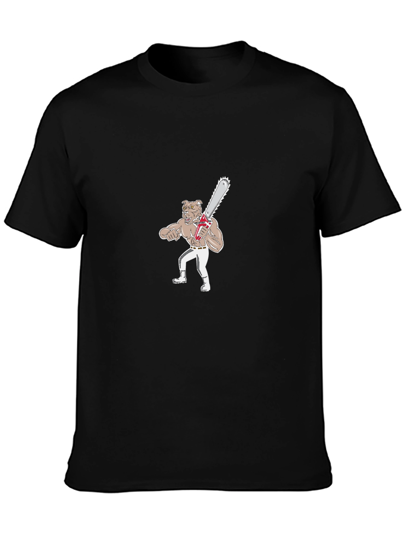 Dog with Chainsaw Graphic T-Shirt