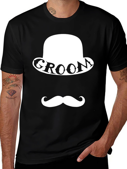 Groom Bowler Hat & Mustache T-Shirt