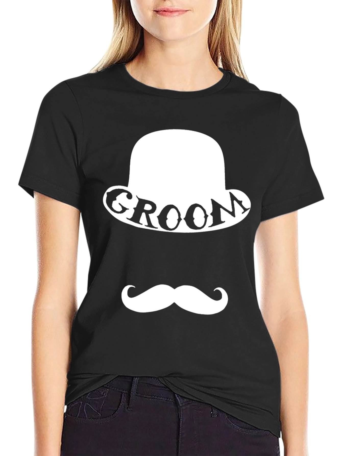 Groom Bowler Hat & Mustache T-Shirt