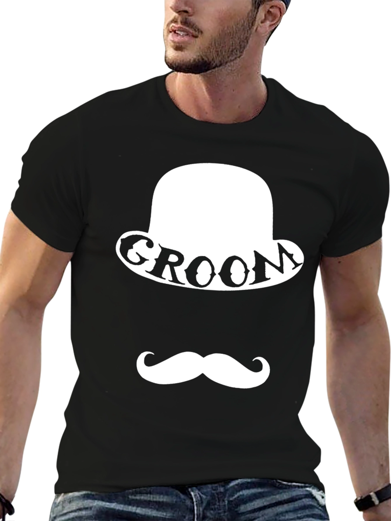Groom Bowler Hat & Mustache T-Shirt