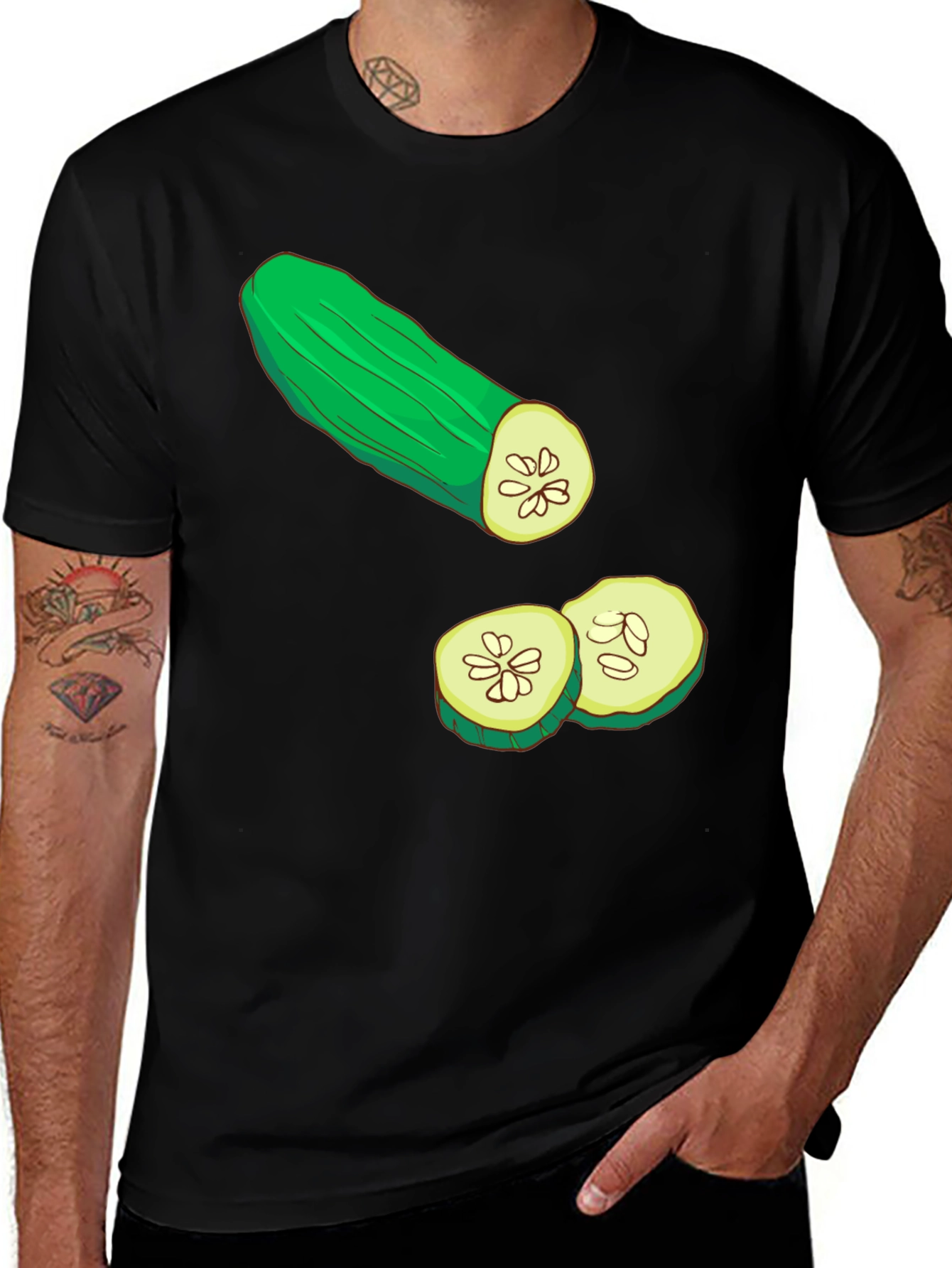Cucumber Graphic T-Shirt - Black Cotton Tee