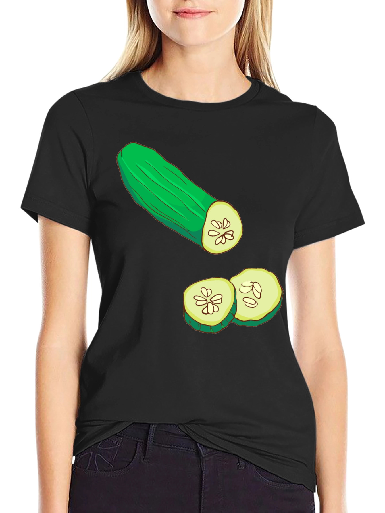Cucumber Graphic T-Shirt - Black Cotton Tee