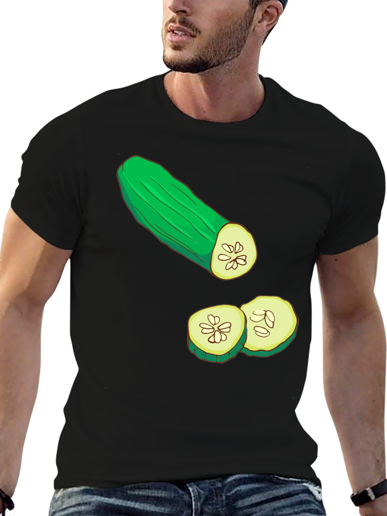Cucumber Graphic T-Shirt - Black Cotton Tee