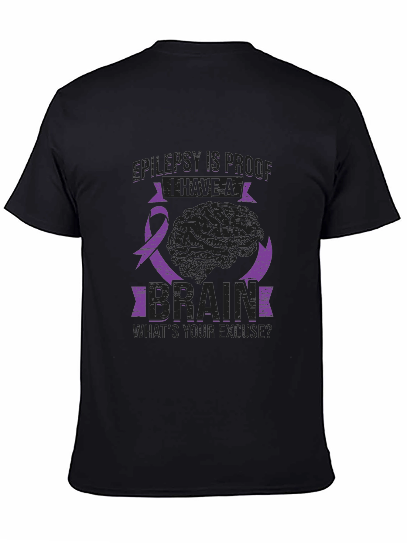 Epilepsy Awareness Brain Graphic Tee - Black