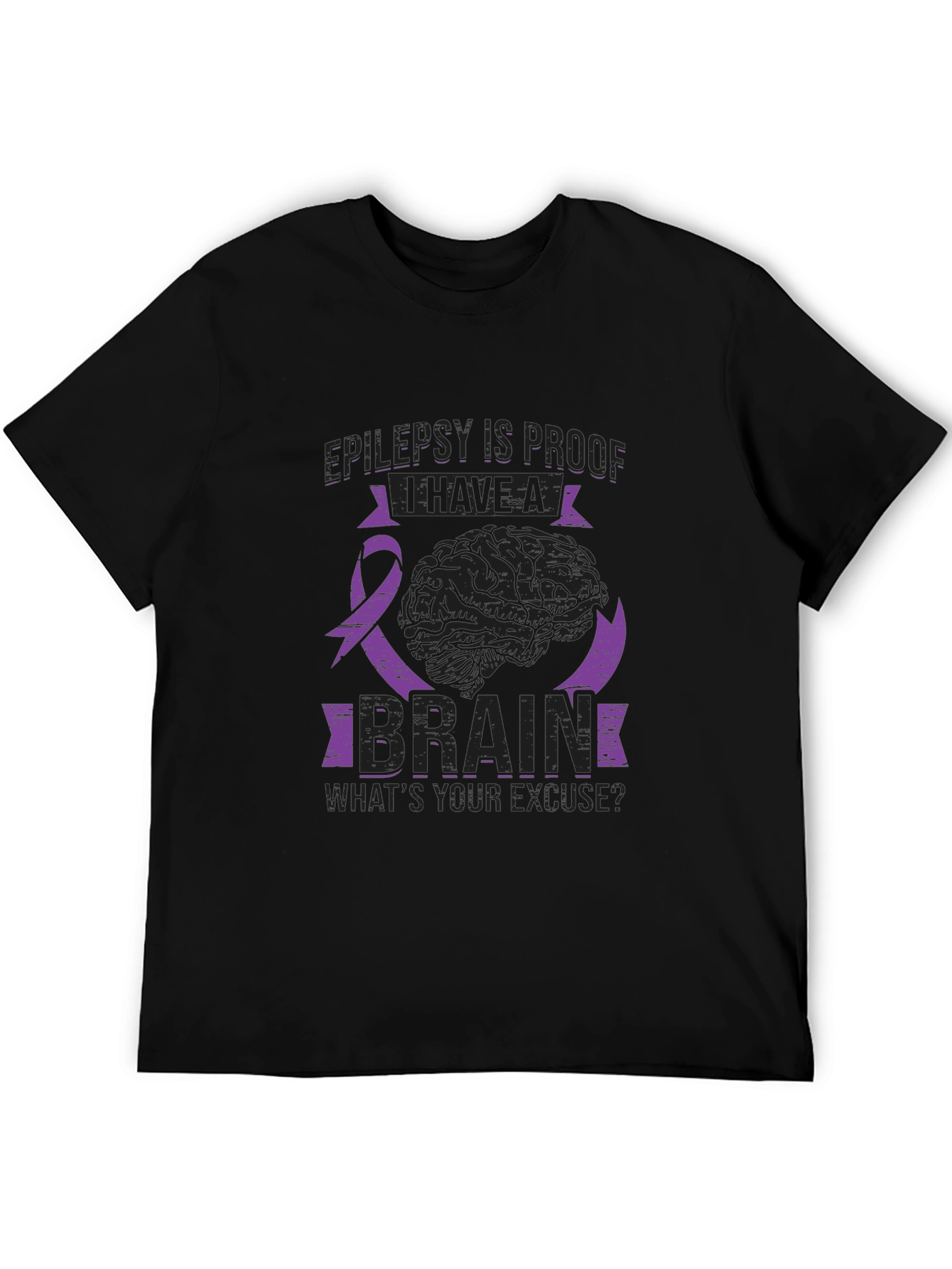 Epilepsy Awareness Brain Graphic Tee - Black