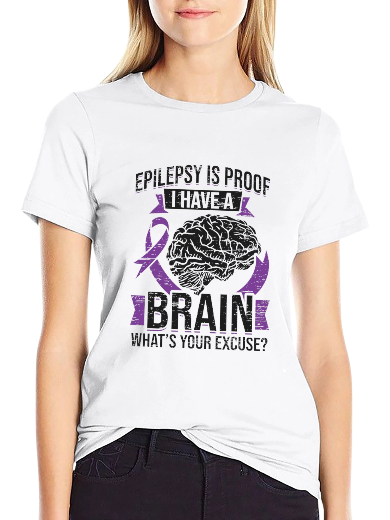 Epilepsy Awareness Brain Graphic Tee - Black