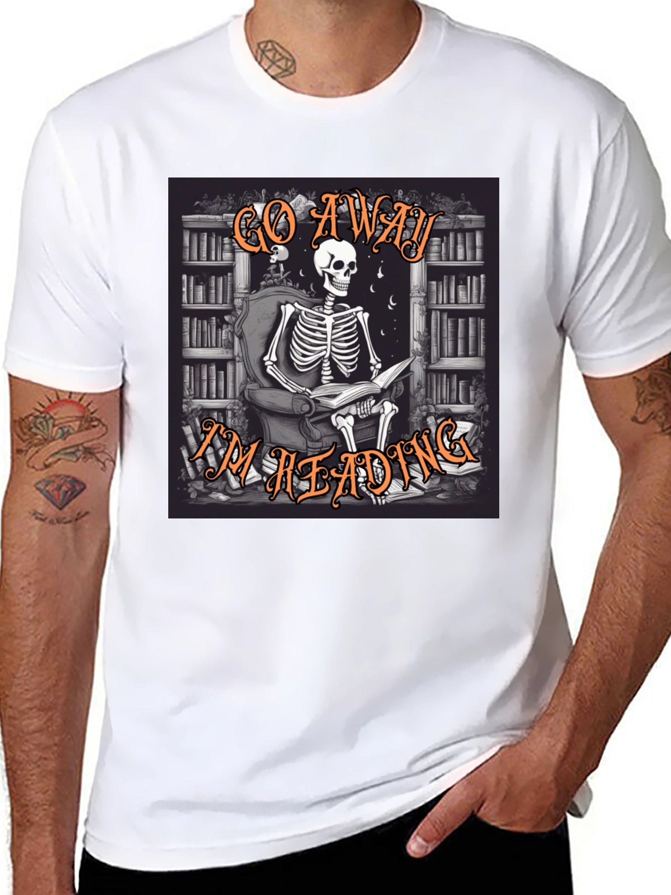 Go Away Im Reading T-Shirt Skeleton Book Lover Tee