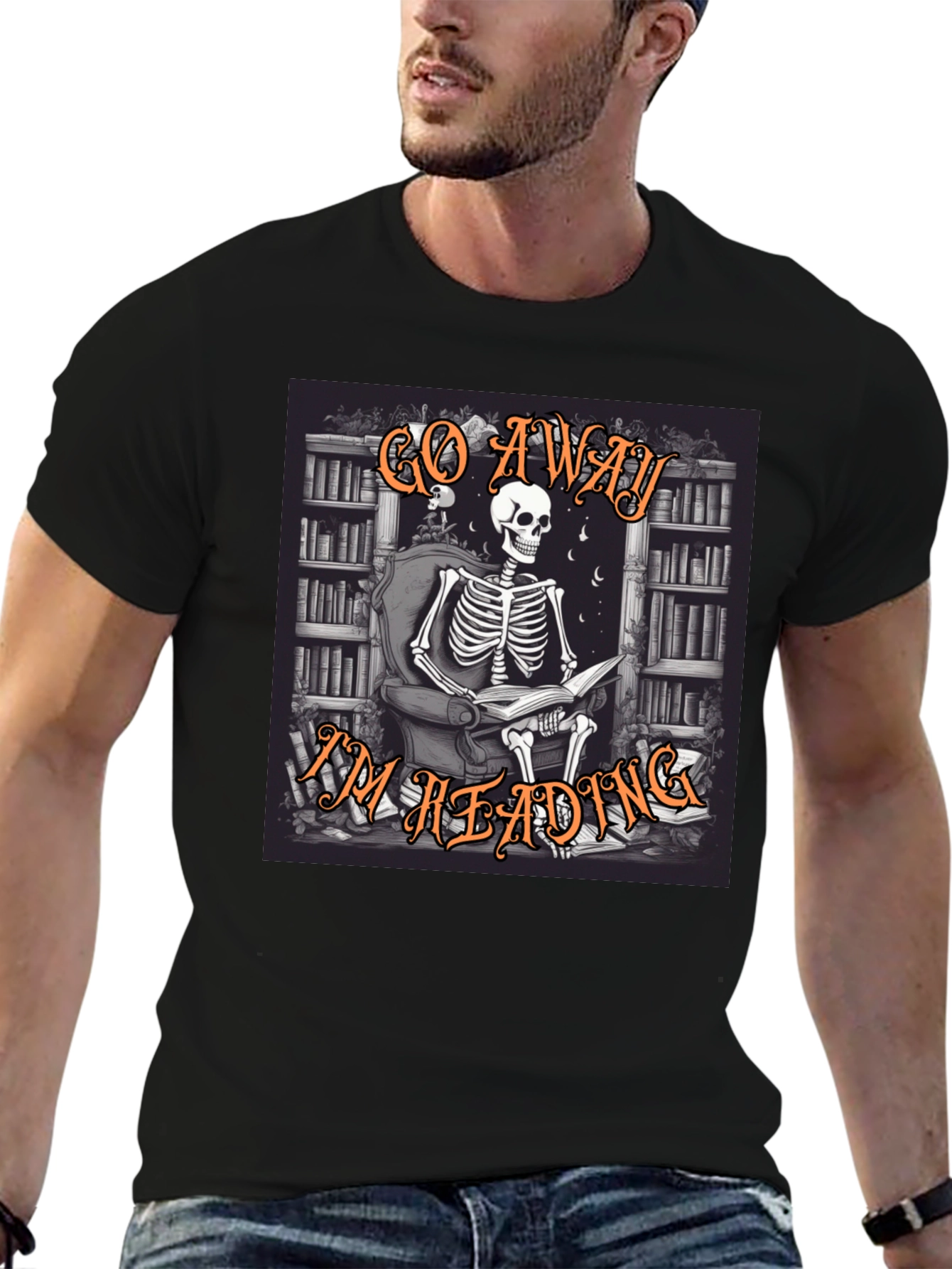 Go Away Im Reading T-Shirt Skeleton Book Lover Tee