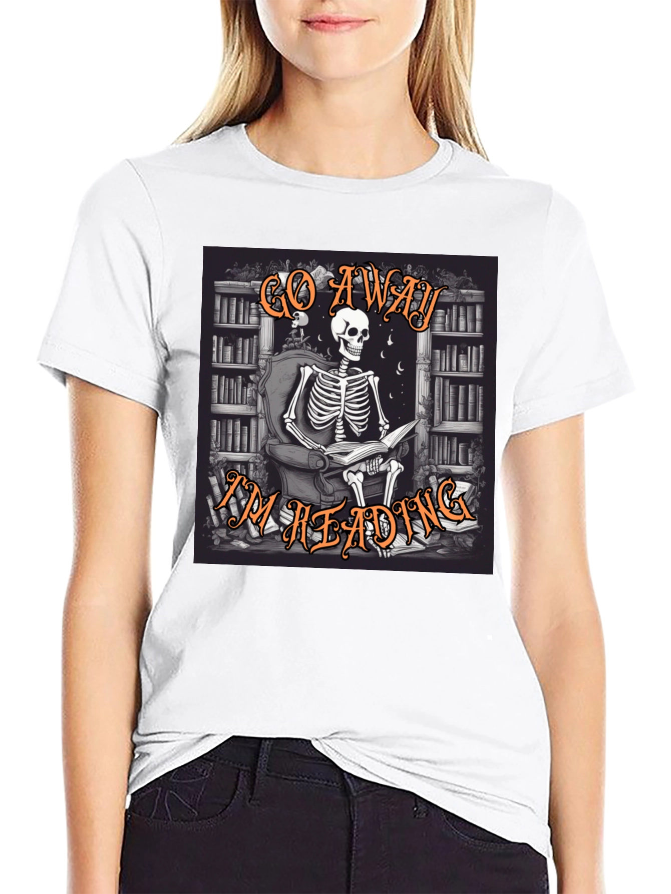Go Away Im Reading T-Shirt Skeleton Book Lover Tee