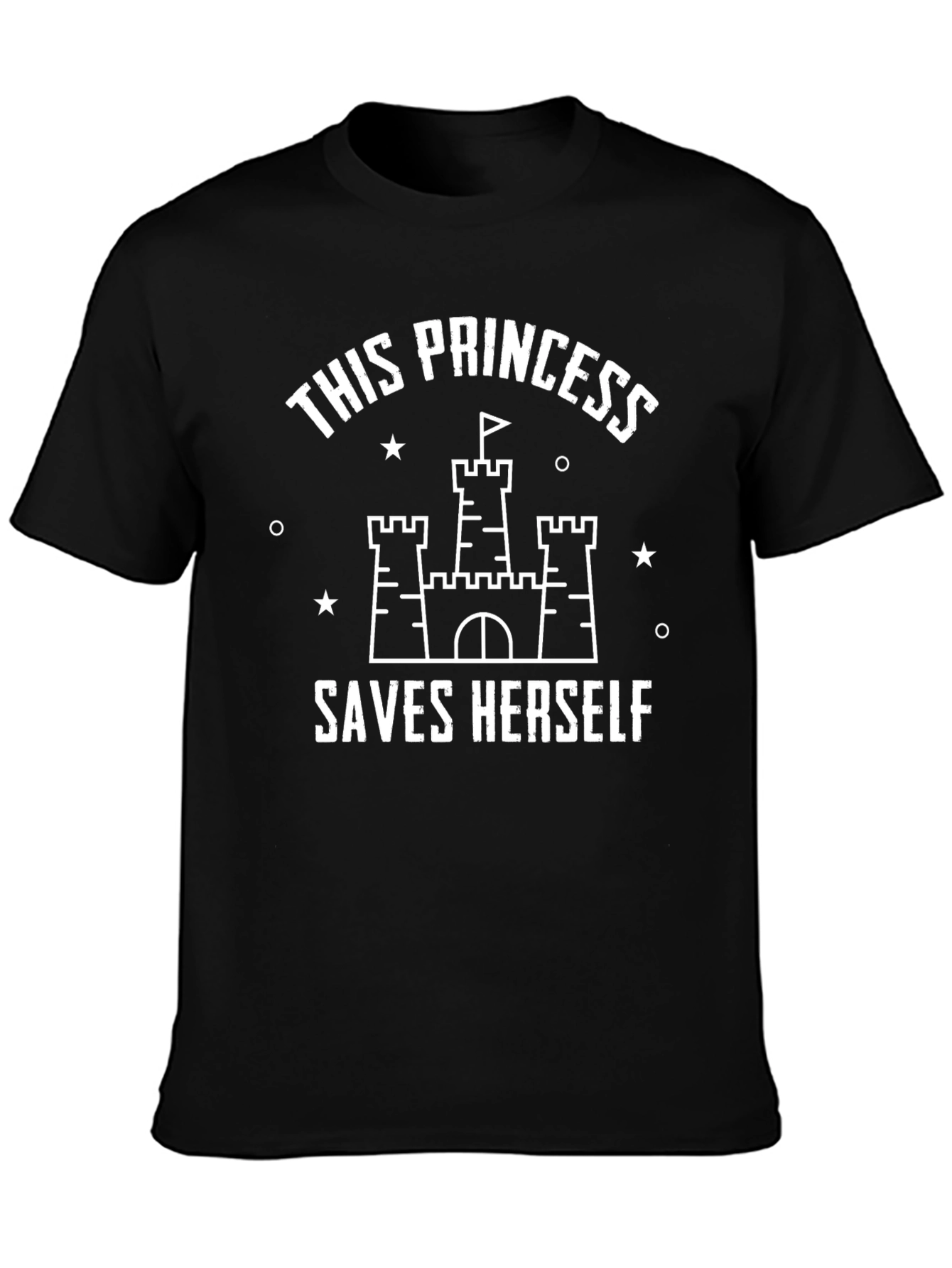 This Princess Saves Herself Black Graphic T-Shirt