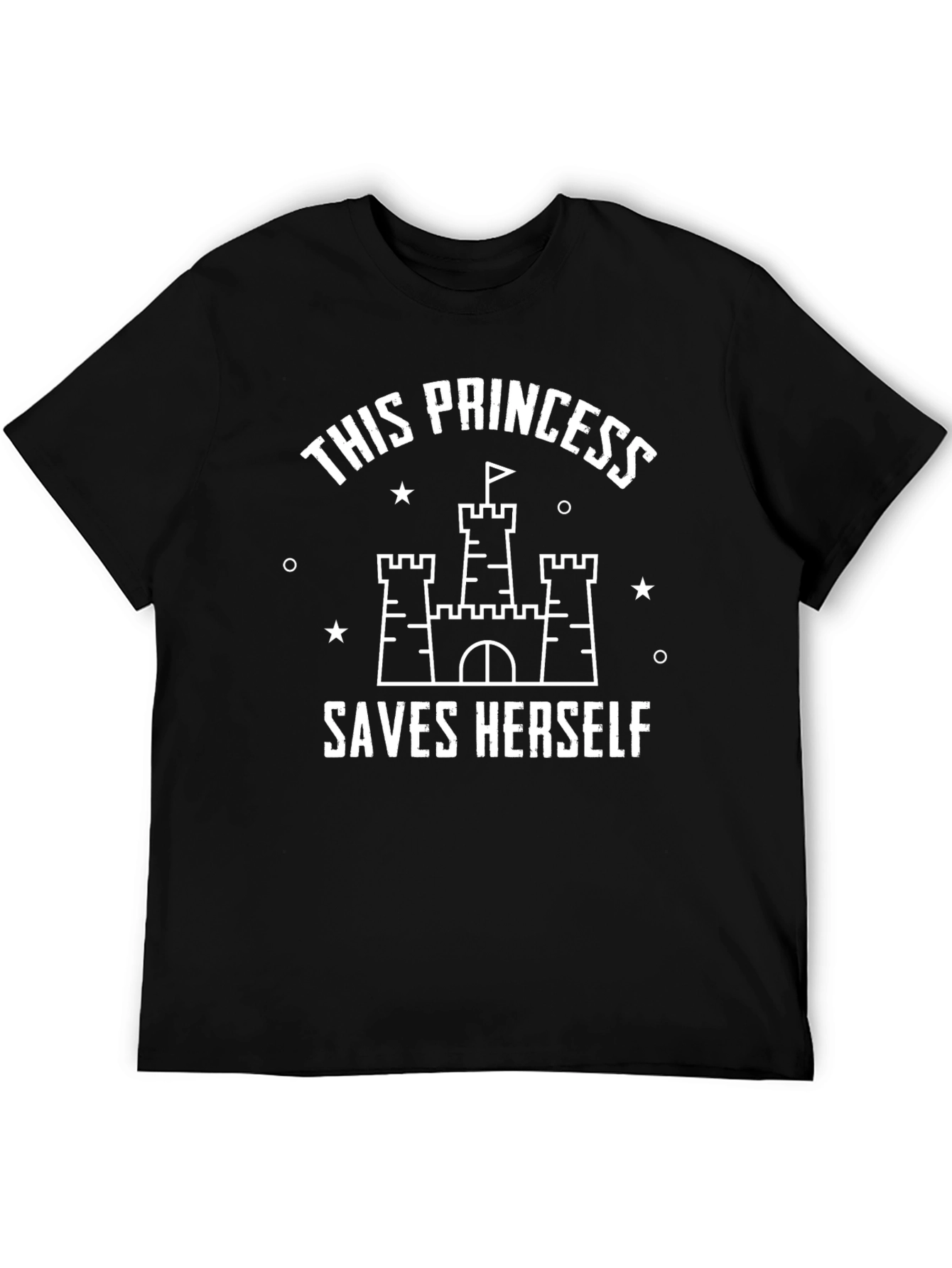 This Princess Saves Herself Black Graphic T-Shirt