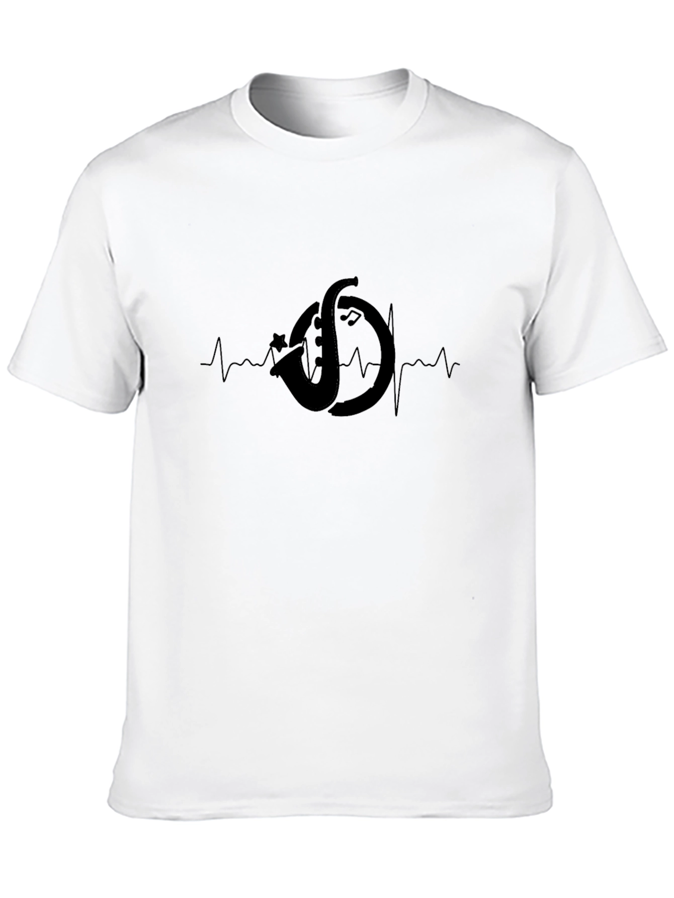Saxophone Heartbeat Black T-Shirt