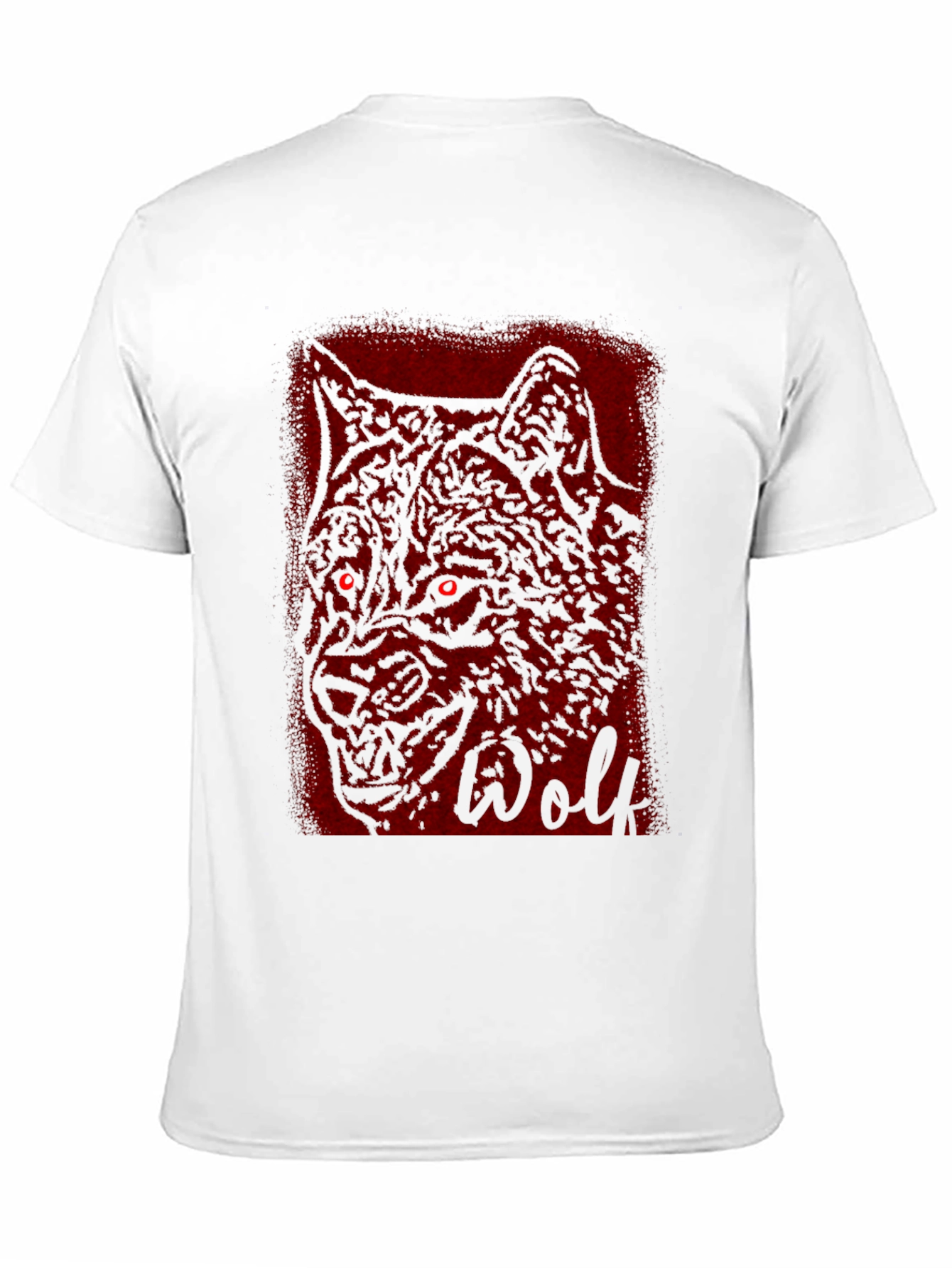 Mens Black T-Shirt with Wolf Graphic Design
