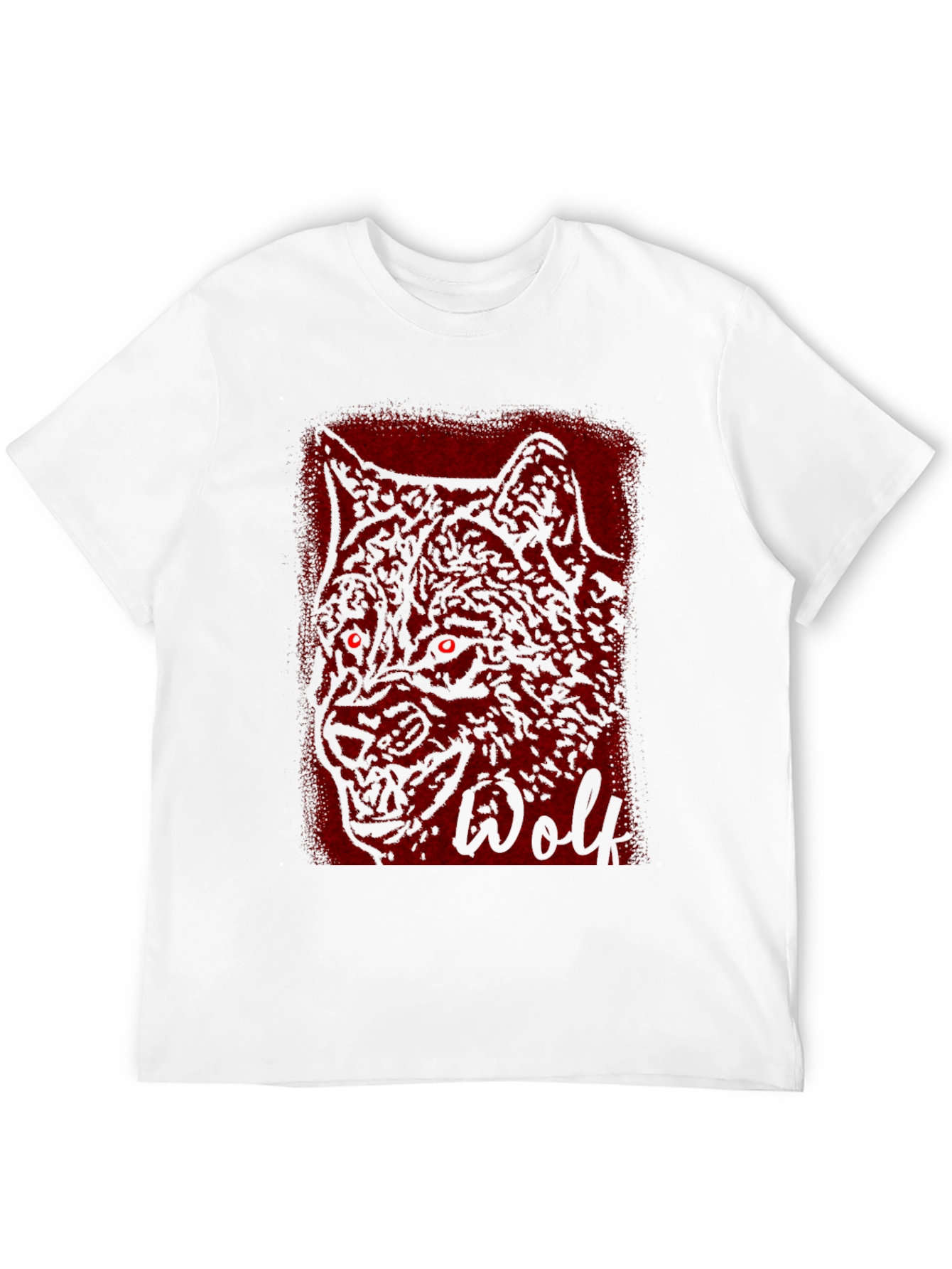 Mens Black T-Shirt with Wolf Graphic Design