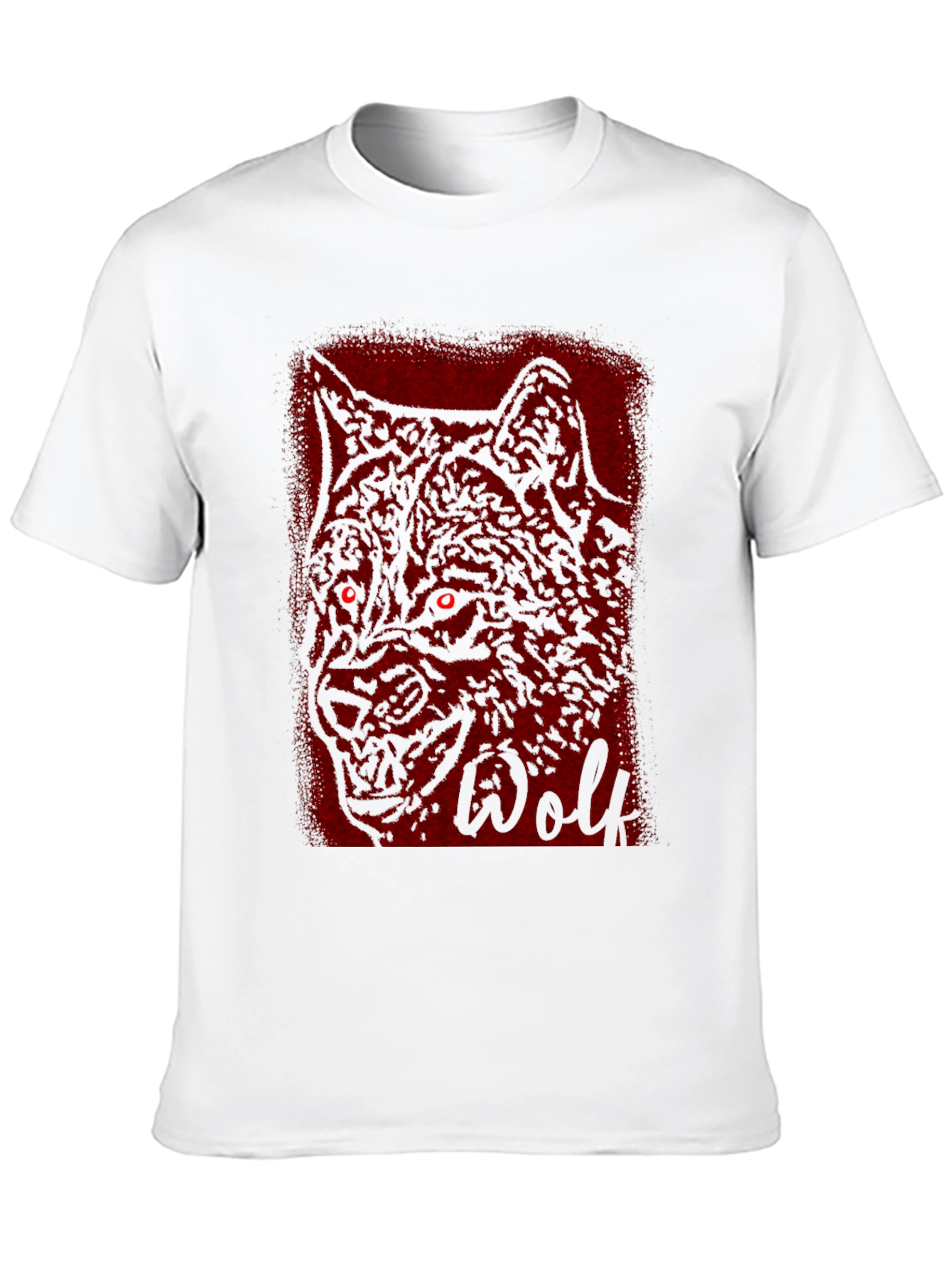 Mens Black T-Shirt with Wolf Graphic Design