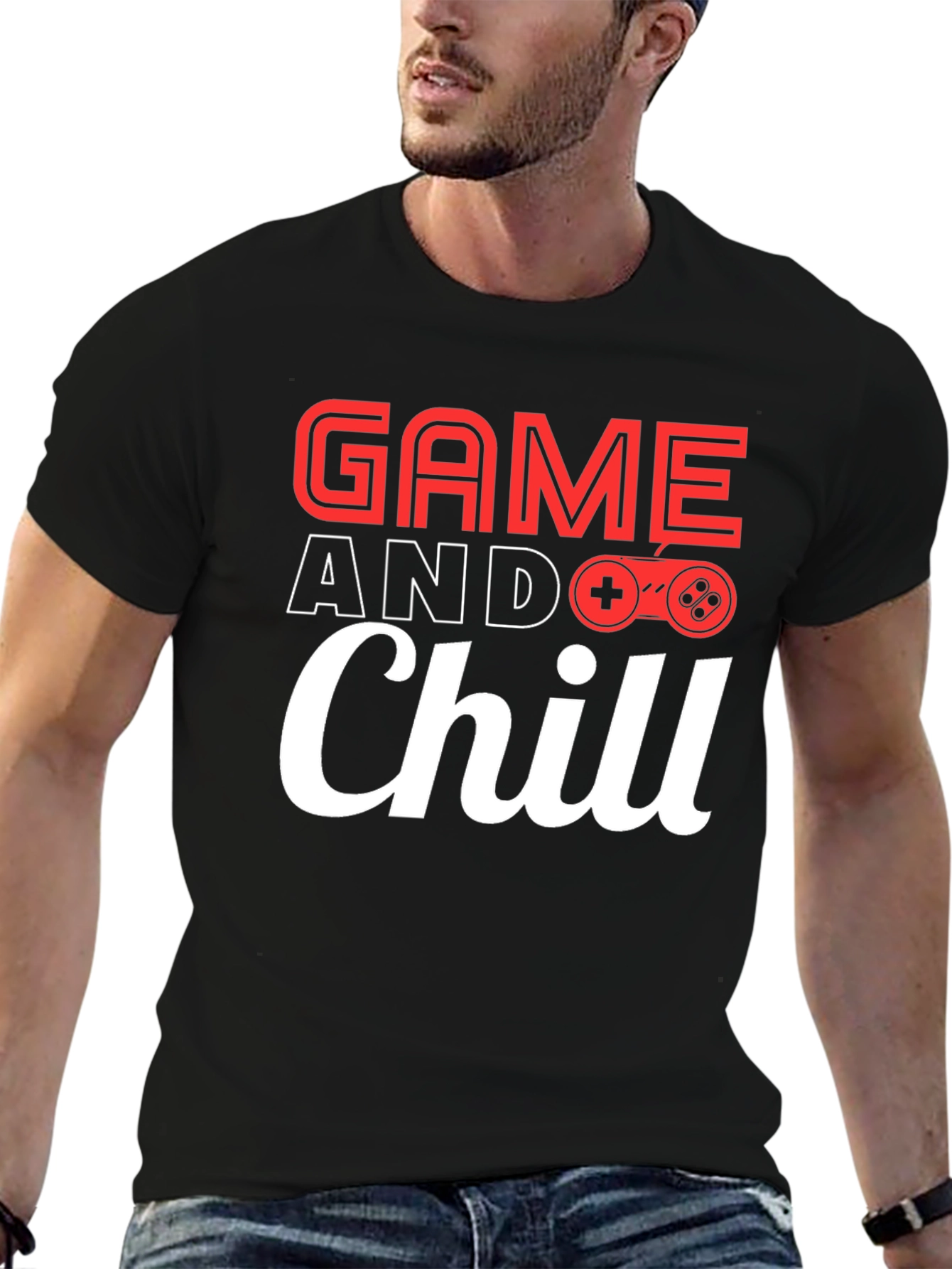 Game and Chill Black Graphic Tee