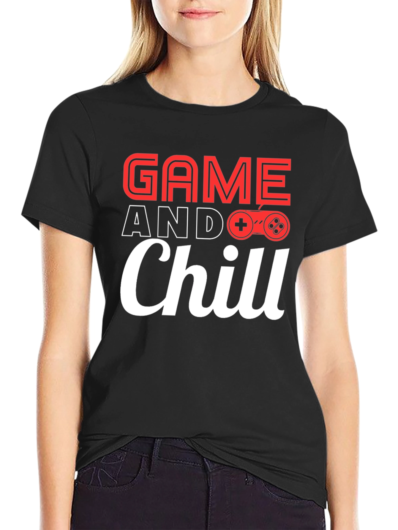 Game and Chill Black Graphic Tee