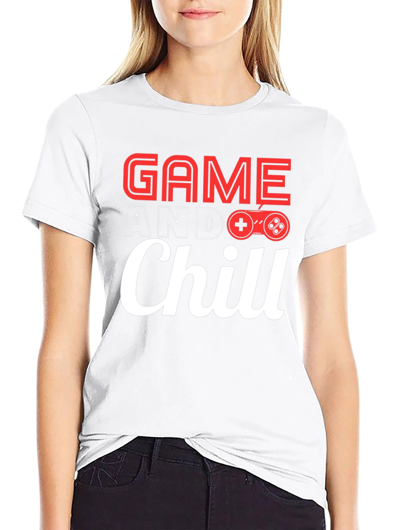 Game and Chill Black Graphic Tee