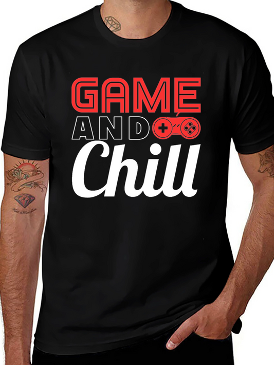 Game and Chill Black Graphic Tee
