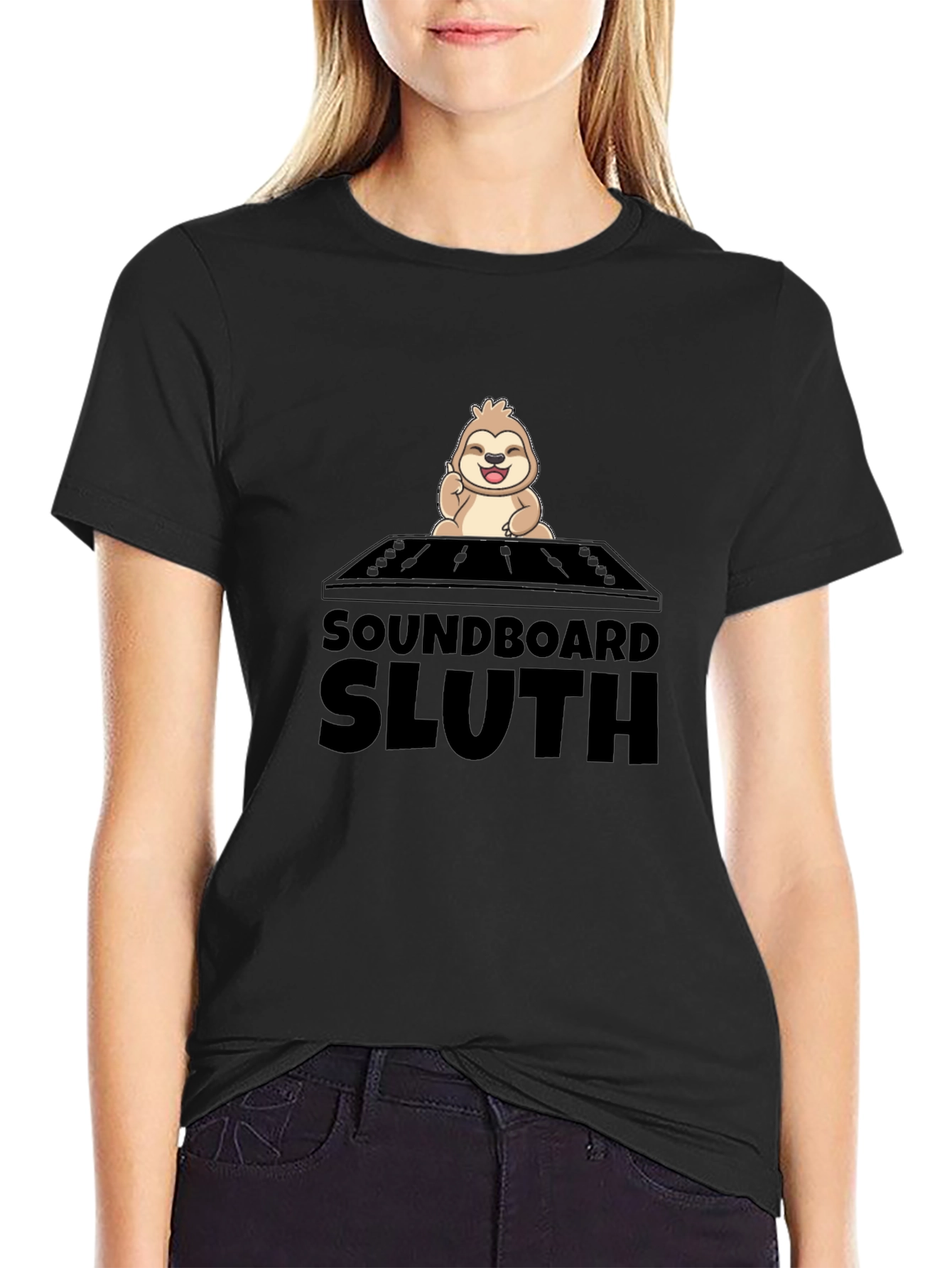 Soundboard Sloth Graphic Tee - Black