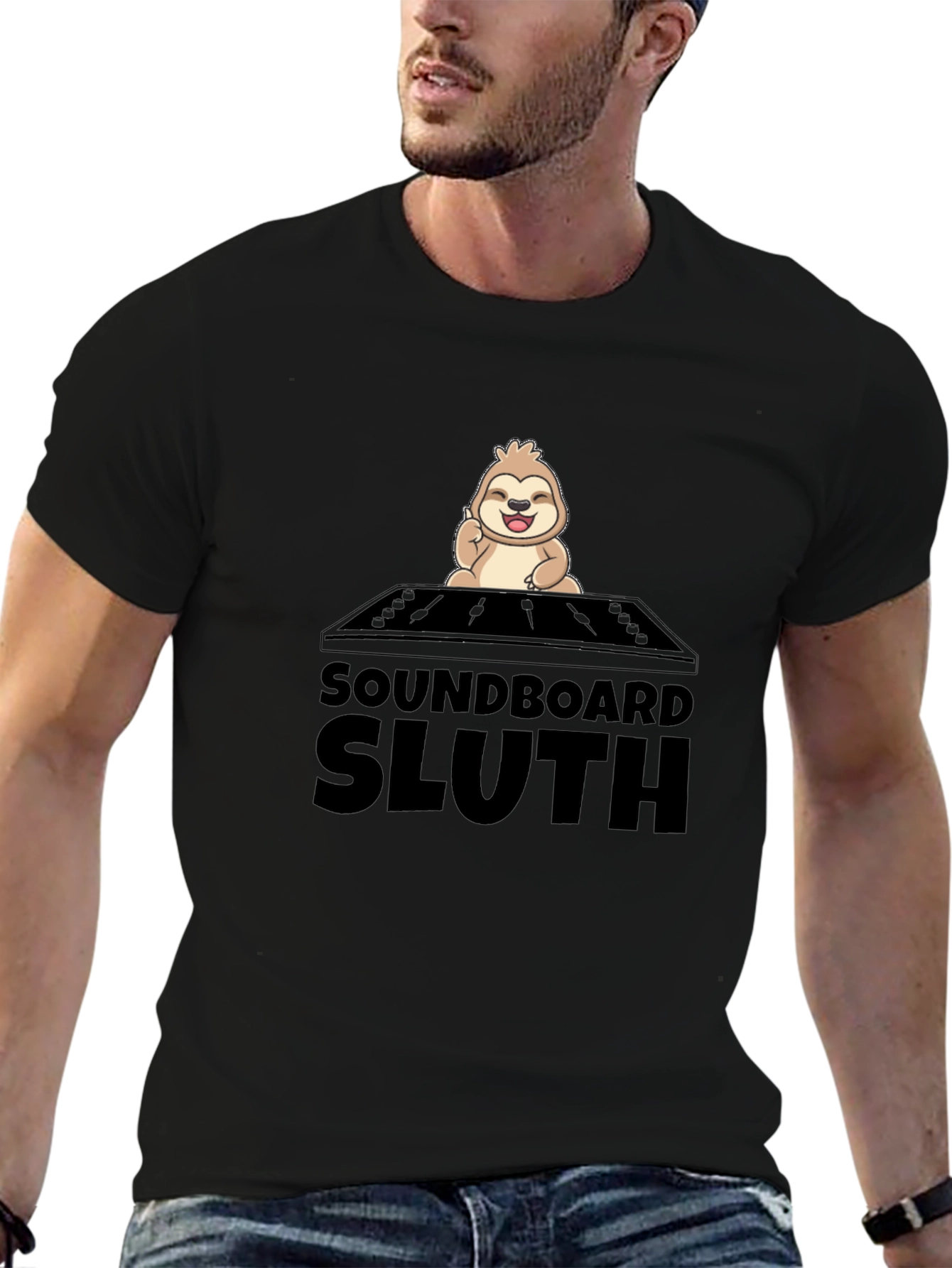 Soundboard Sloth Graphic Tee - Black