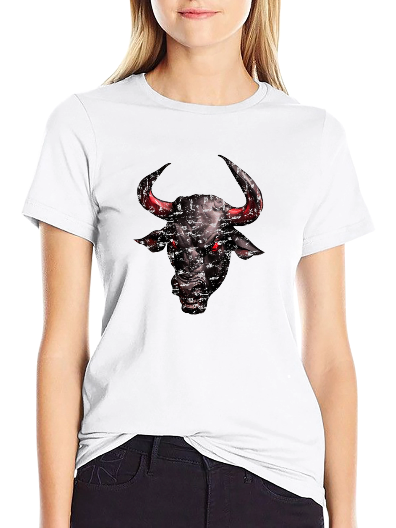 Mens Black Bull Graphic T-Shirt