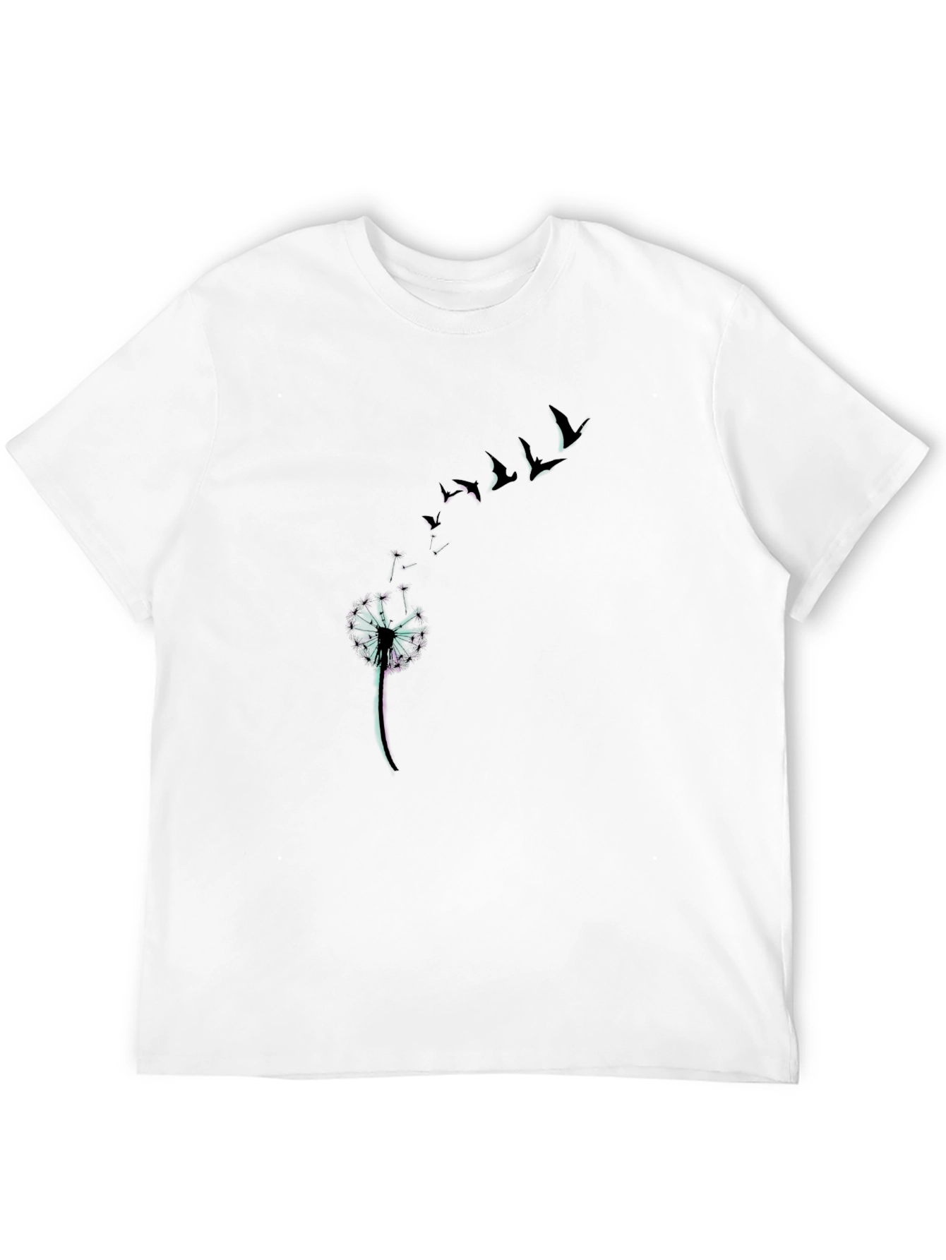 Dandelion Bird Flight Black Graphic Tee