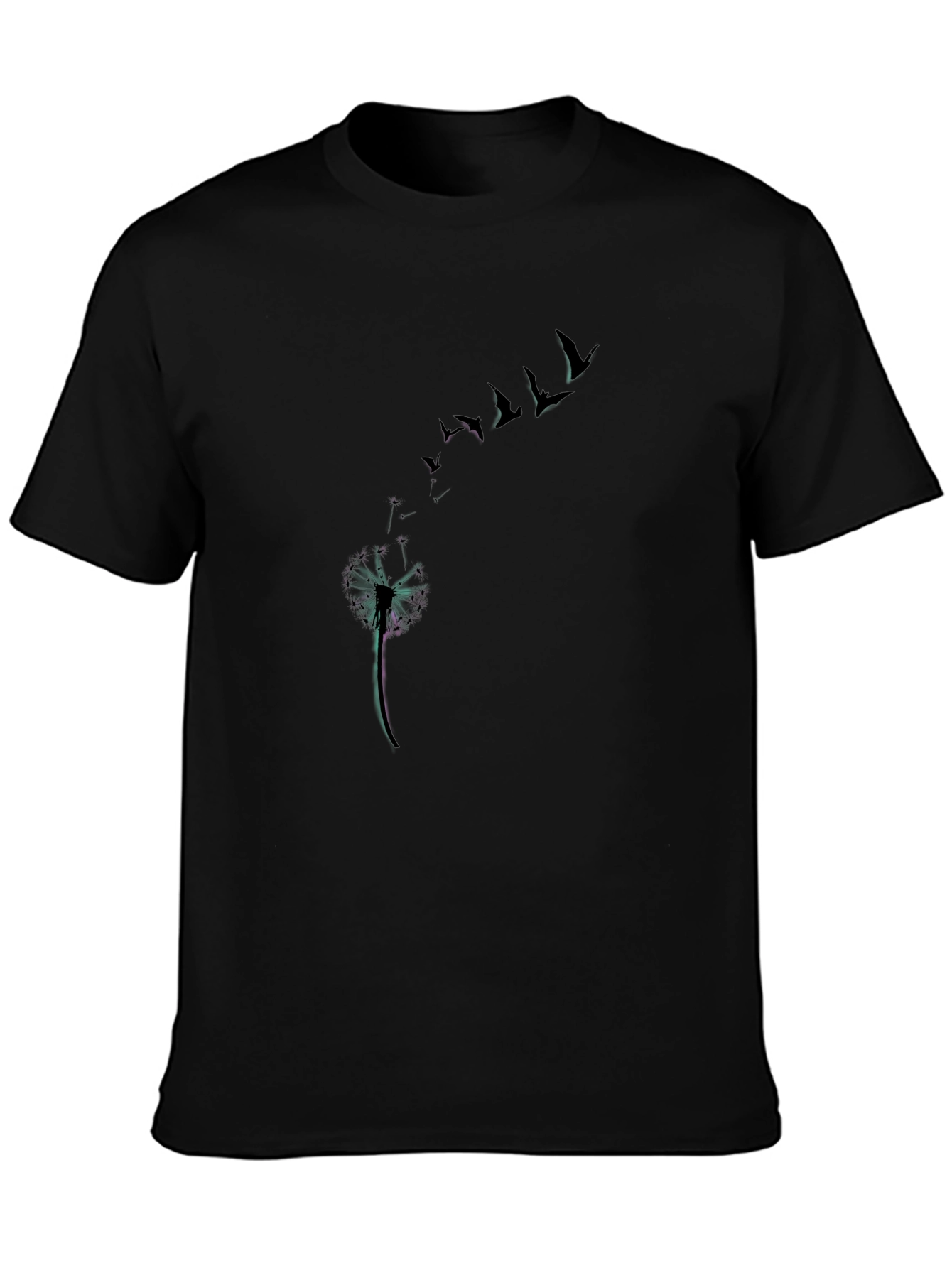 Dandelion Bird Flight Black Graphic Tee