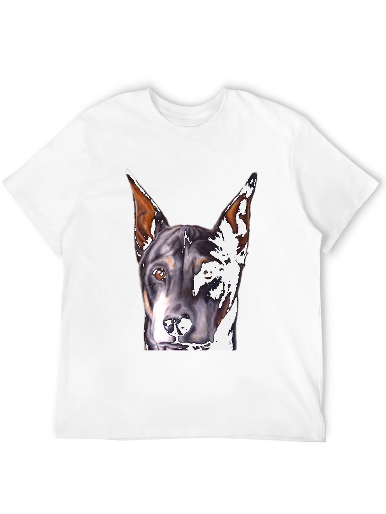 Doberman Dog Portrait Black T-Shirt