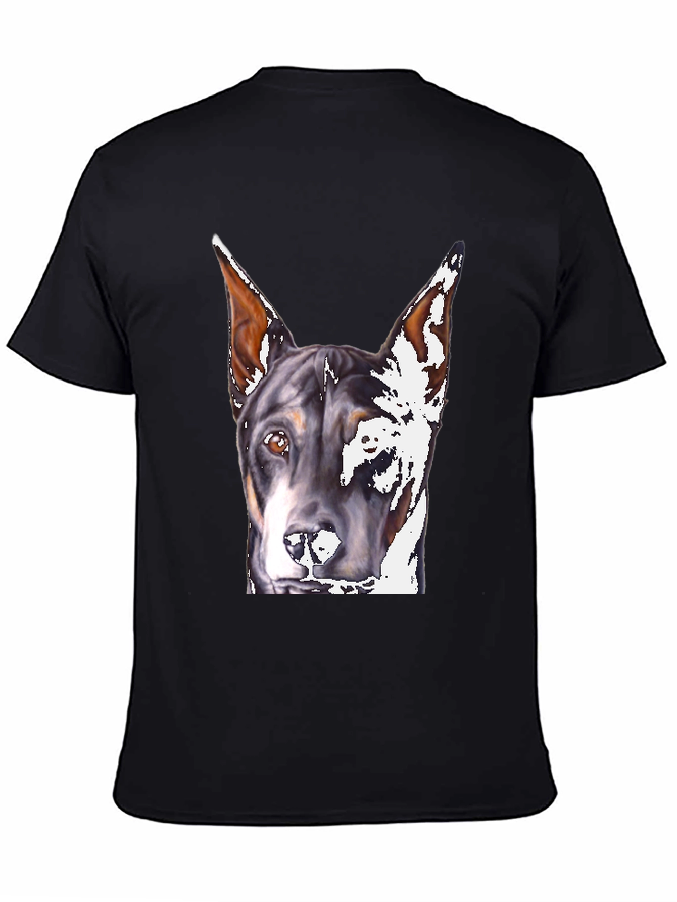 Doberman Dog Portrait Black T-Shirt