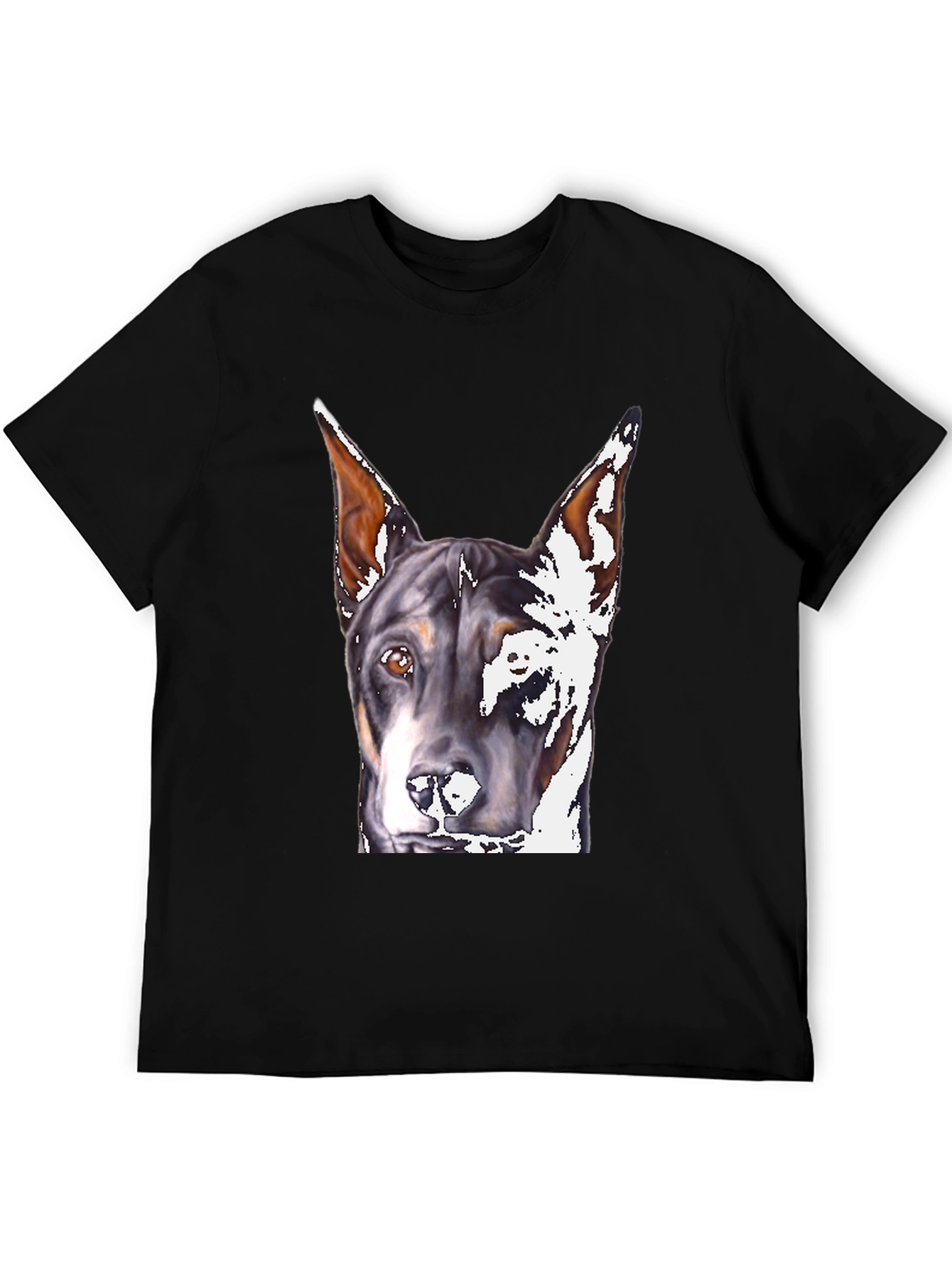 Doberman Dog Portrait Black T-Shirt