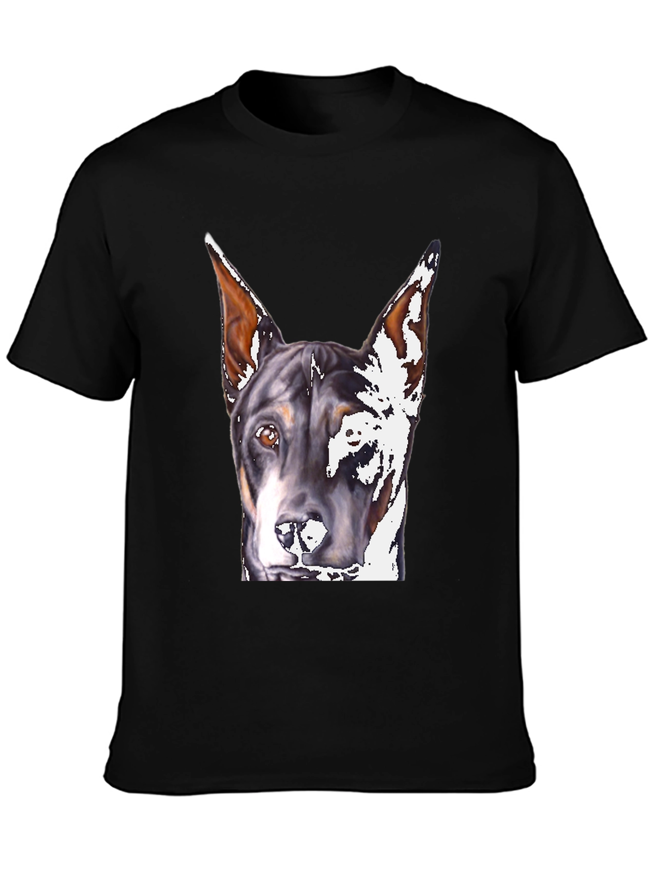 Doberman Dog Portrait Black T-Shirt