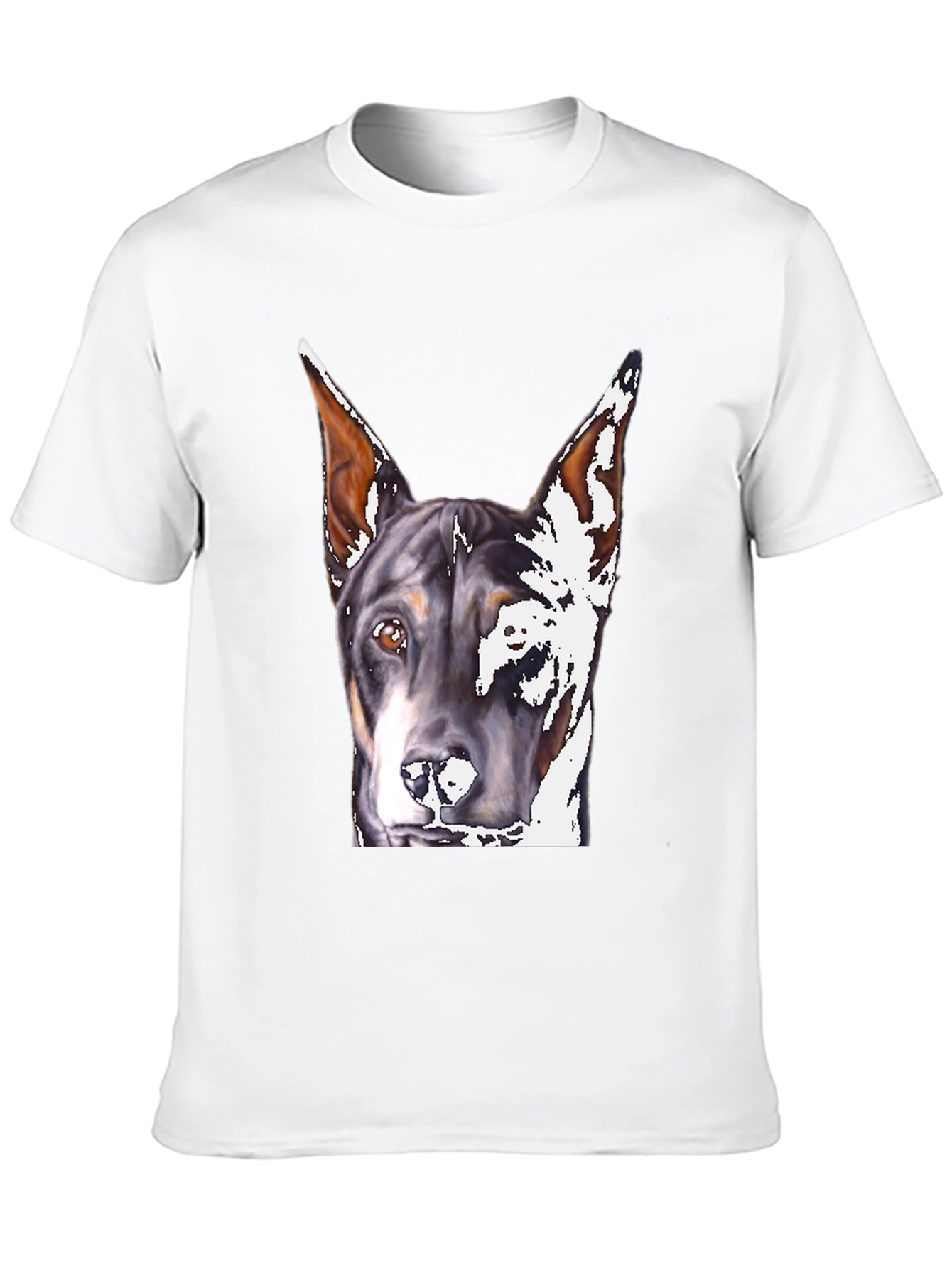 Doberman Dog Portrait Black T-Shirt