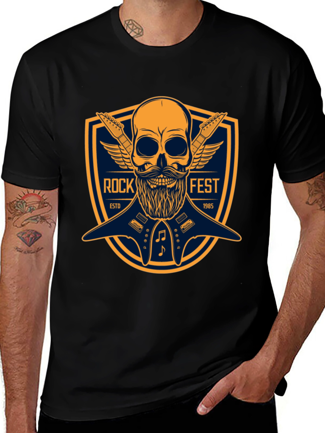 Rock Fest Skull & Guitar Graphic Tee