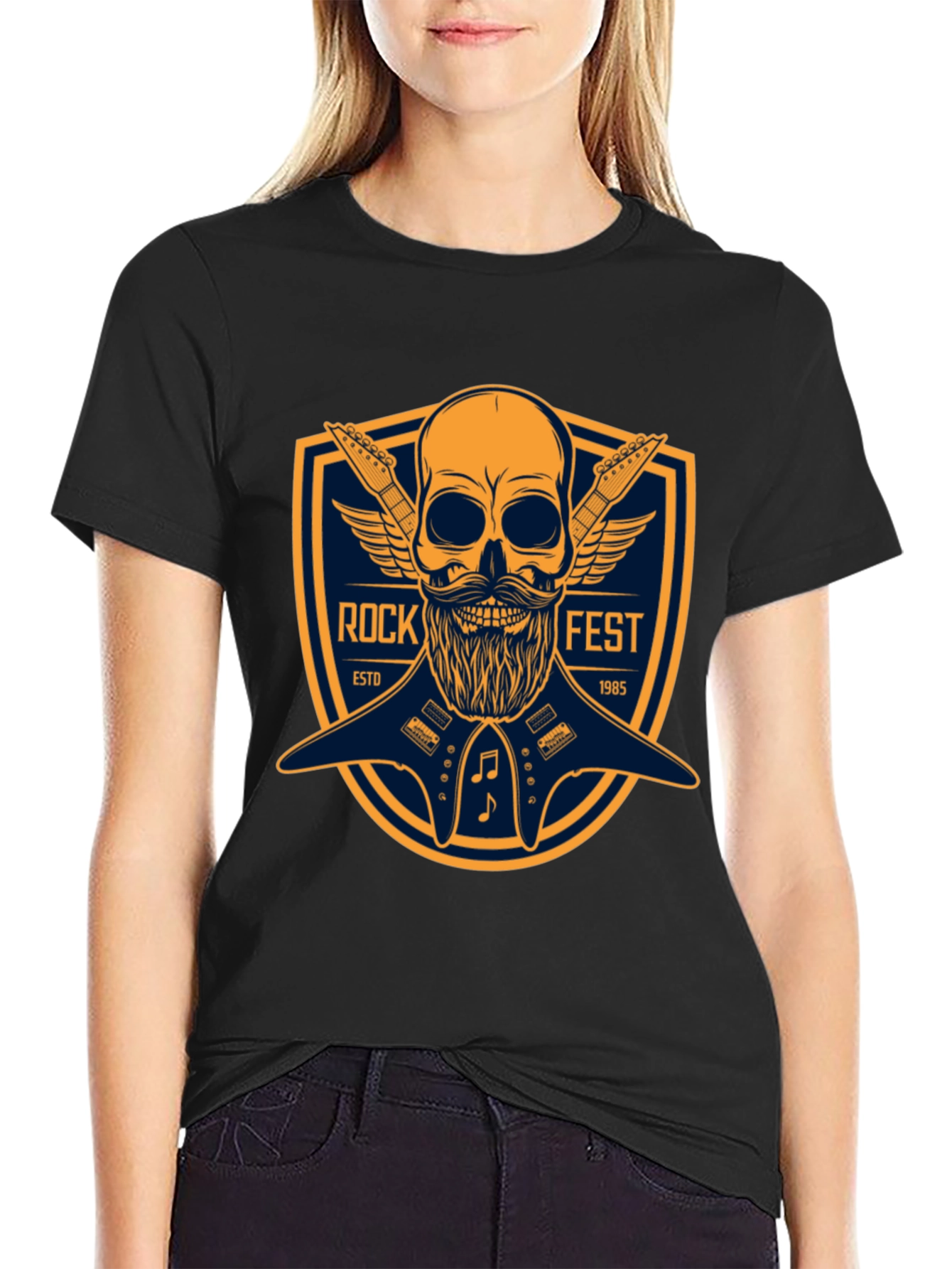 Rock Fest Skull & Guitar Graphic Tee