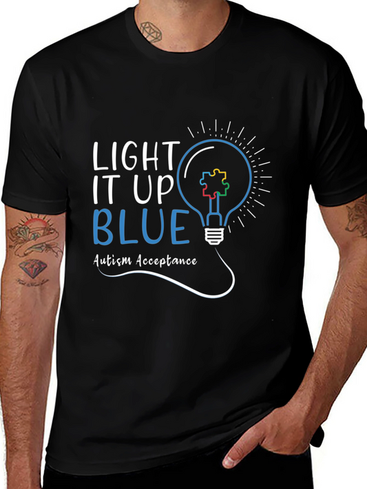 Autism Acceptance T-Shirt - Light It Up Blue Awareness Tee