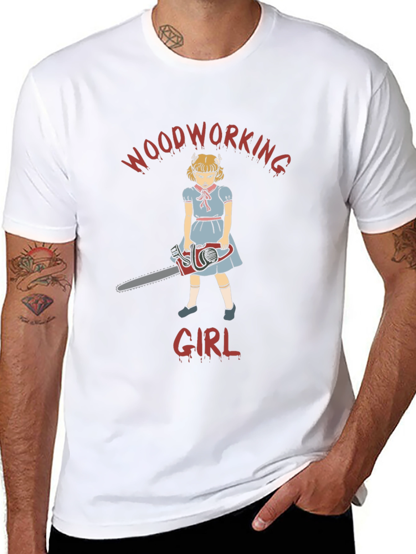 Woodworking Girl T-Shirt - Horror Theme