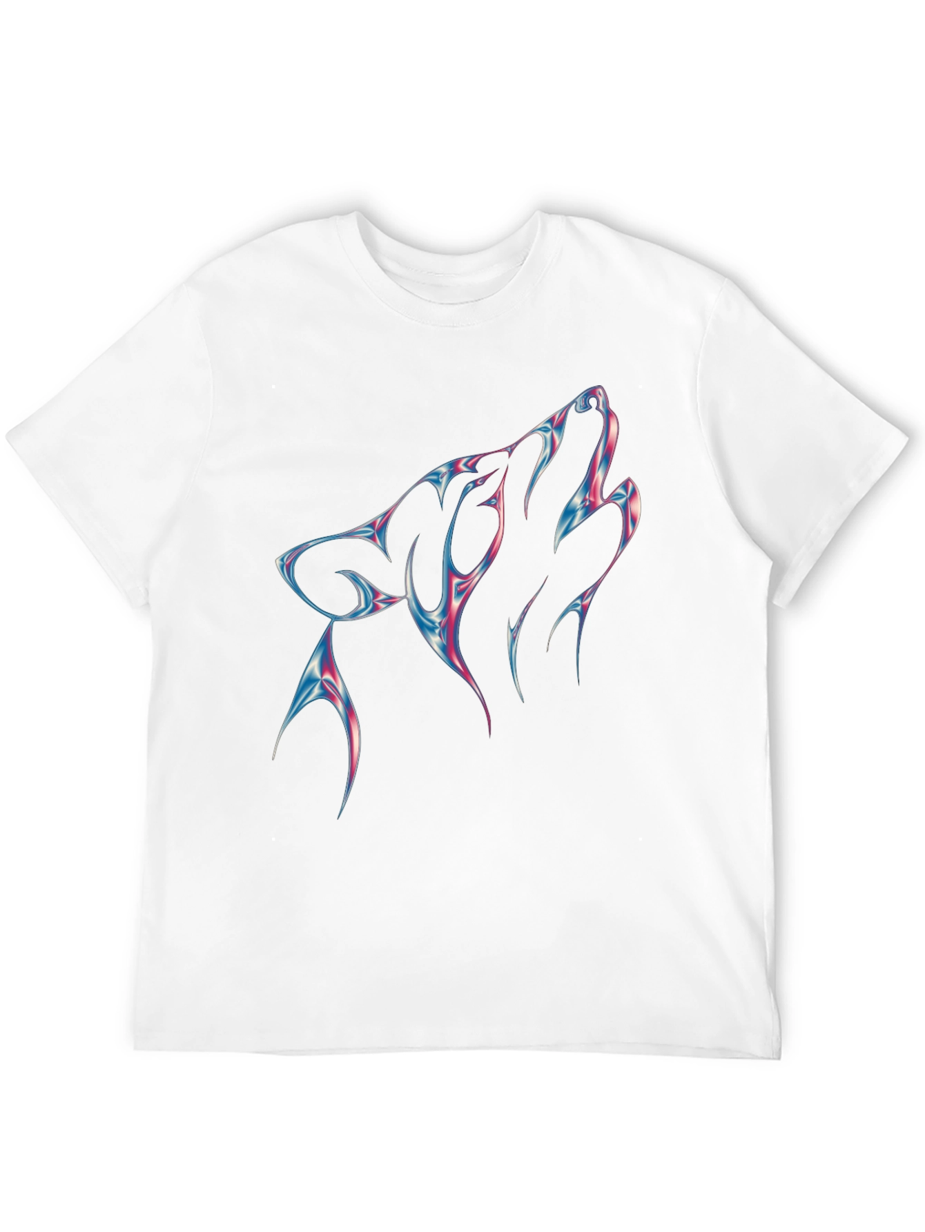 Mens Black T-Shirt with Wolf Head Design