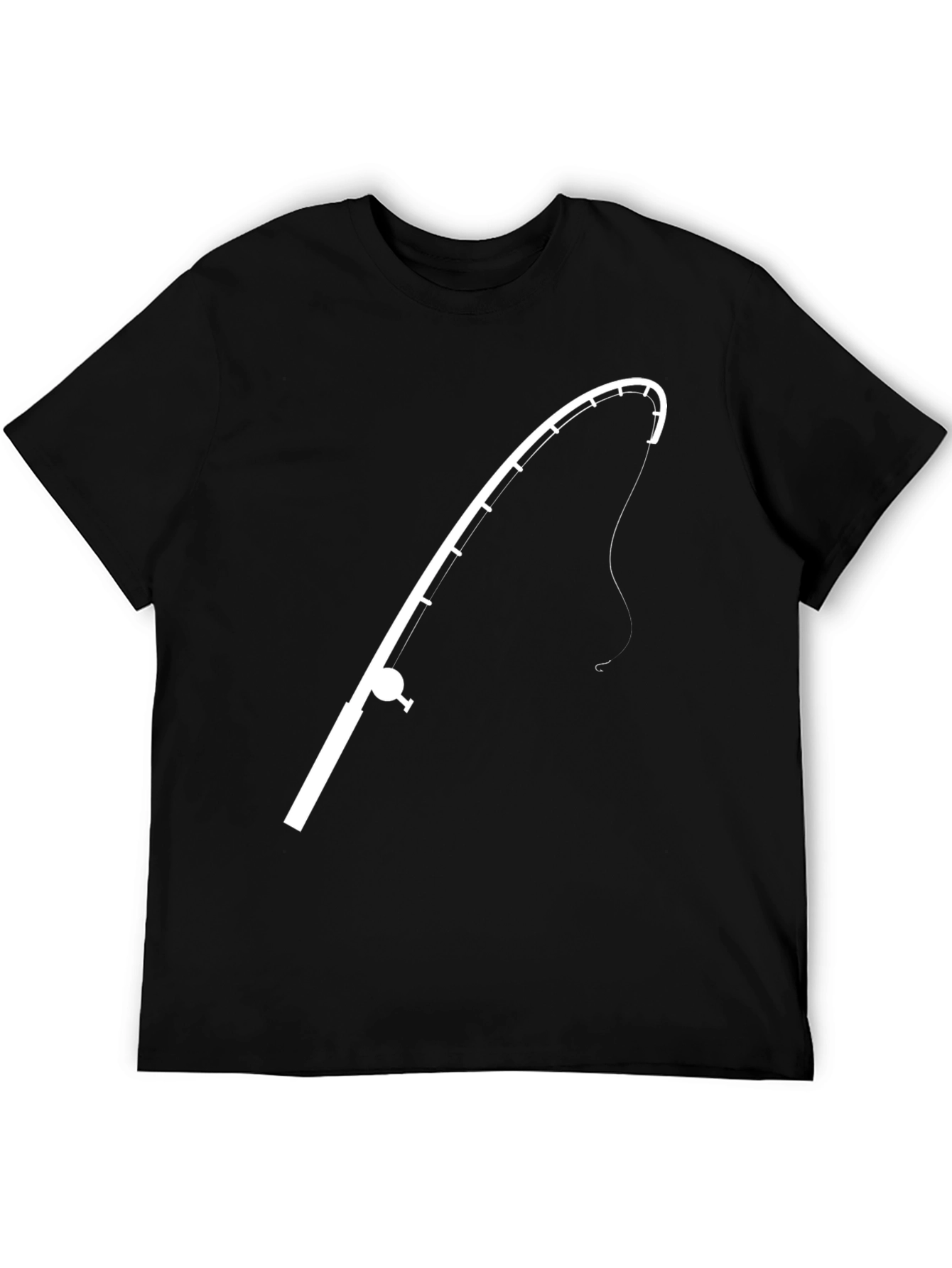 Fishing Rod Graphic Tee - Black Cotton T-Shirt
