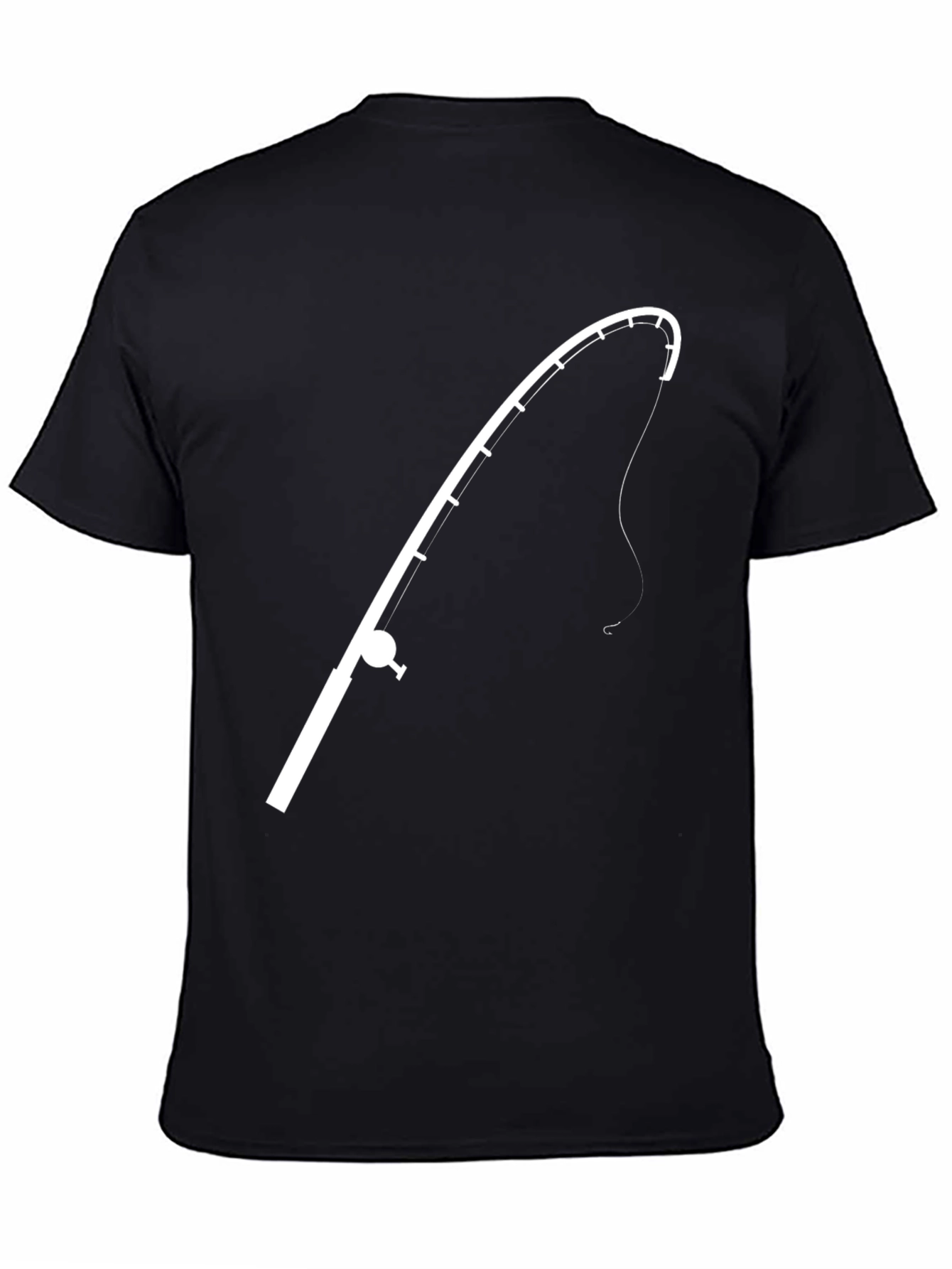 Fishing Rod Graphic Tee - Black Cotton T-Shirt