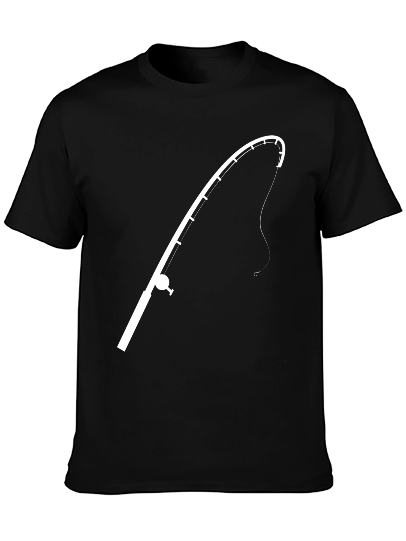 Fishing Rod Graphic Tee - Black Cotton T-Shirt