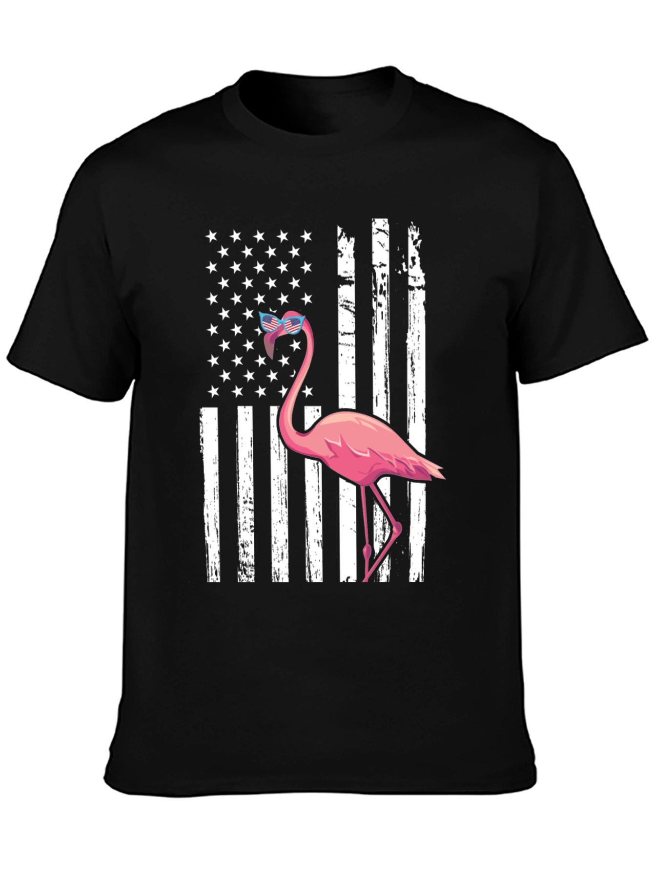 Flamingo American Flag Graphic Tee
