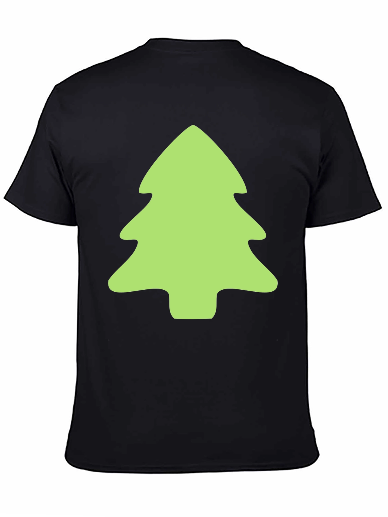 Festive Green Tree Graphic Black T-Shirt
