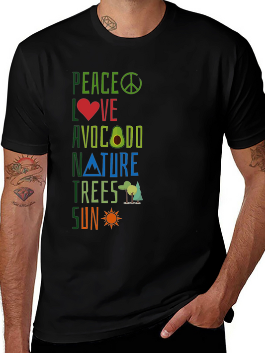 Peace Love Avocado Nature Trees Sun Graphic Tee