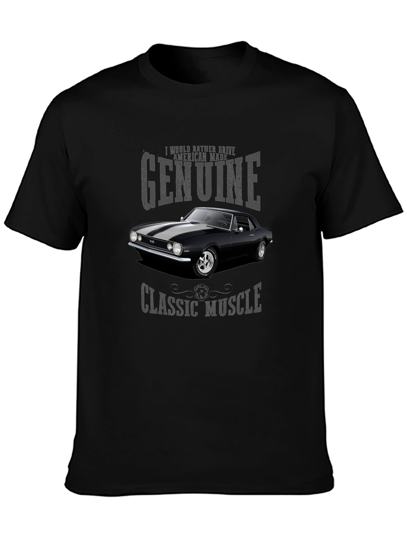 Genuine Classic Muscle Car T-Shirt - Black