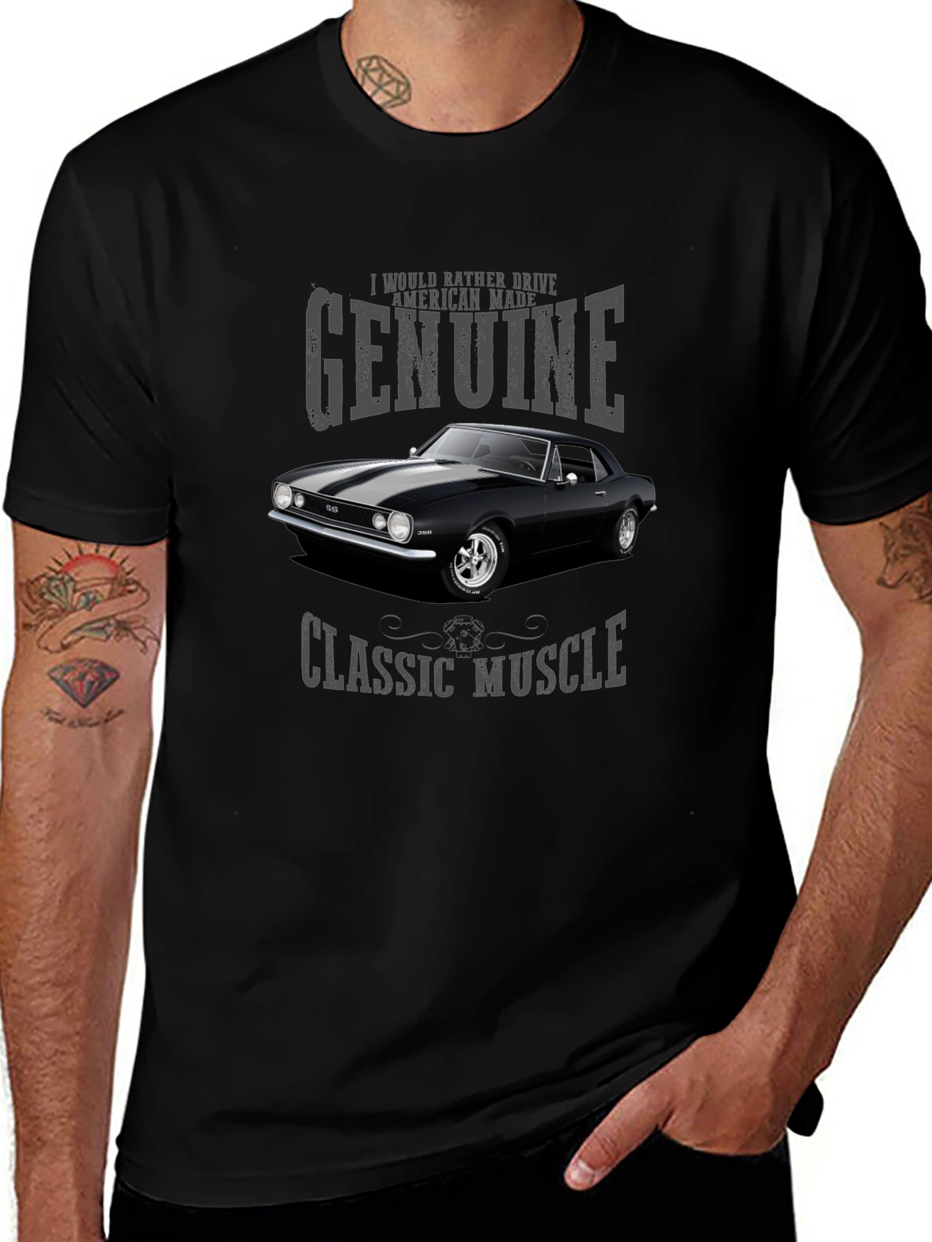 Genuine Classic Muscle Car T-Shirt - Black