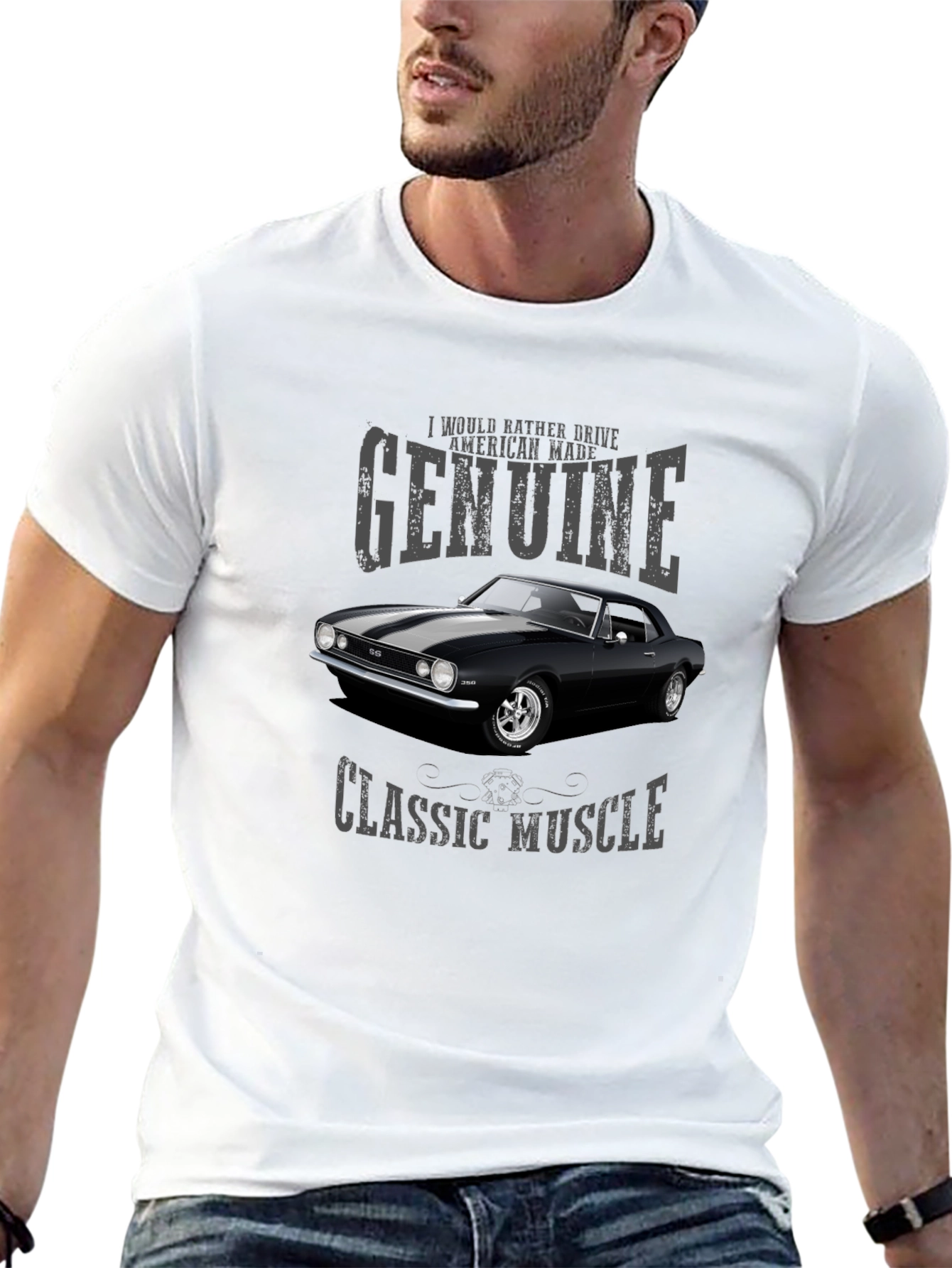 Genuine Classic Muscle Car T-Shirt - Black