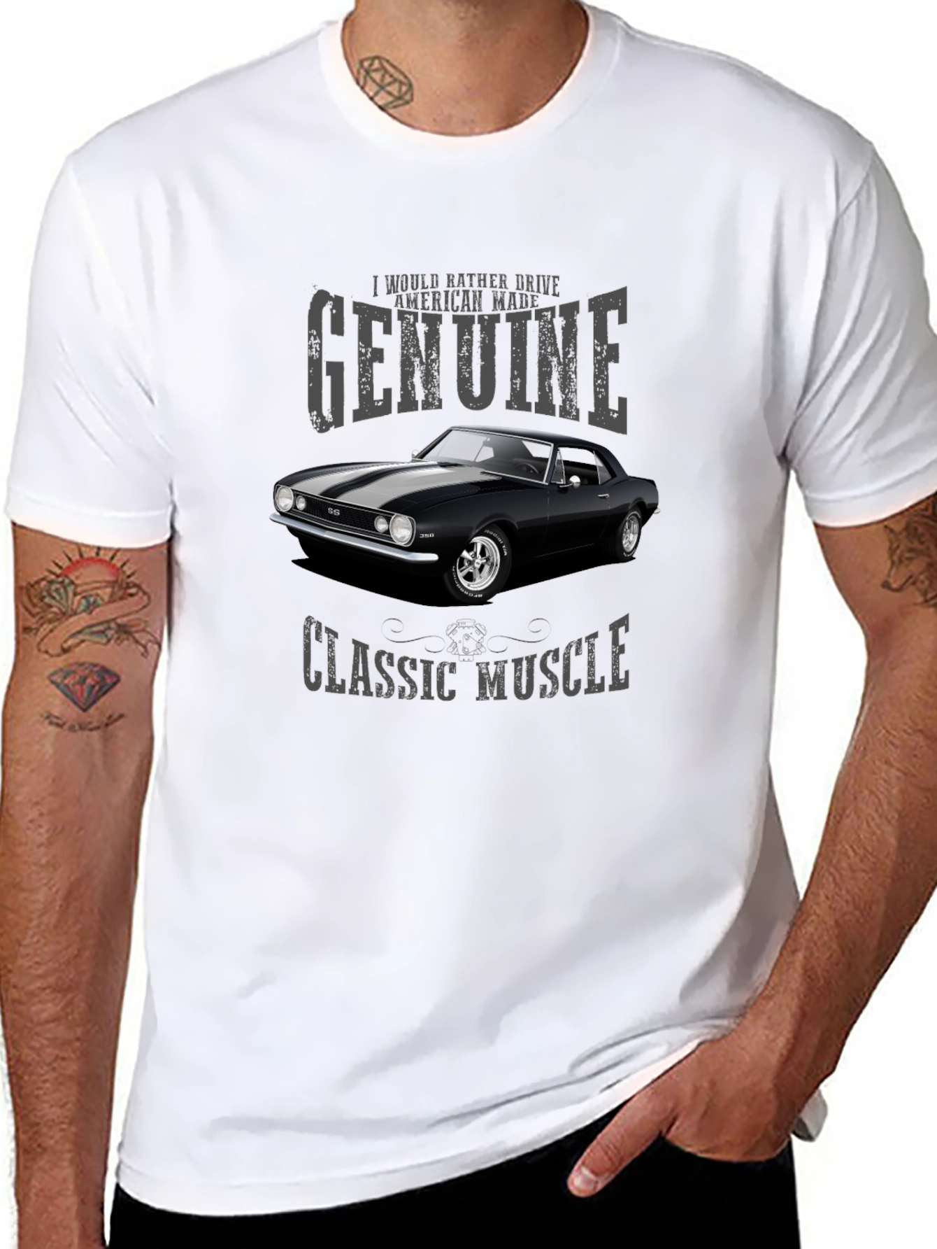 Genuine Classic Muscle Car T-Shirt - Black